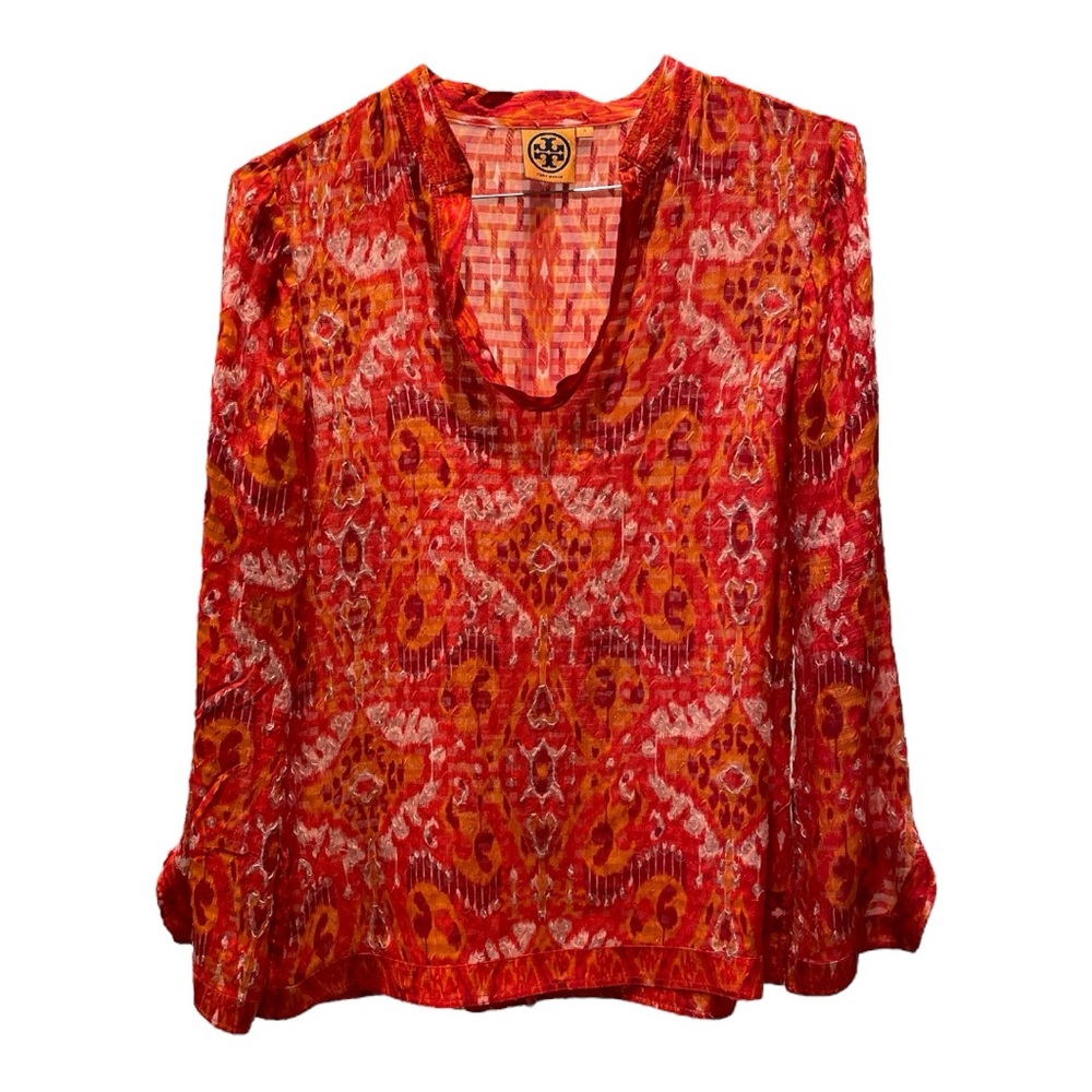 Tory Burch Silk Blend Printed LS Blouse